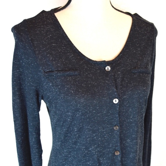 Soft Surroundings LENA Button Down Tunic Top, Navy Petite Medium Style 38748 - Picture 4 of 10